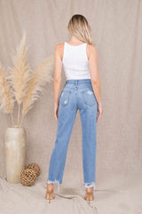 Lessa Distressed Straight Leg Jeans