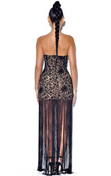 Lacy Nior fringed strapless dress