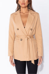 Lexi Camel Belted Fitted Blazer