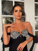 Natasha Crystal And Pearl Cup Bandage Dress